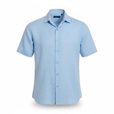 Imagem de Camisa Social Masuclina Linho Manga Curta Slim Fit - Mitchelgutto, Azu