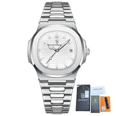 Imagem de Poedagar Relógio Masculino Quartzo Luminoso Calendário Inox Luxo Origi