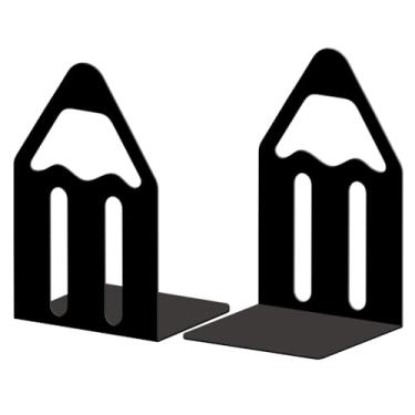 Imagem de Peacoblue Suportes de livros de metal para prateleiras, tampas de livros de estudo resistentes decorativas modernas para escritório, mesa, prateleira, sala 13,5 x 11 x 20 cm de ferro fundido simples