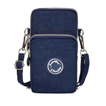 Imagem de Bolsas transversais para mulheres, bolsa de telefone pequena de nylon, bolsa de moedas, carteira feminina, Azul, Small
