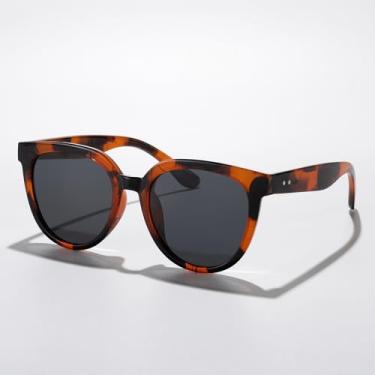Imagem de Óculos de sol redondos polarizados modernos olho de gato para mulheres, óculos de sol femininos modernos, Tartaruga/preto, Lens Width: 54 Millimeters