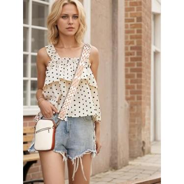 Imagem de Bolsa transversal pequena, alça de ombro larga, couro macio, ferragens douradas, essencial para o dia a dia, Marrom bege, Small, Carteiras para celular