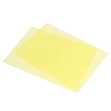 Imagem de Pastas tipo L, pacote com 12 A5 21 x 15 cm, bolsos de plástico para projetos, capa transparente para documentos, capa para escritório, amarelo