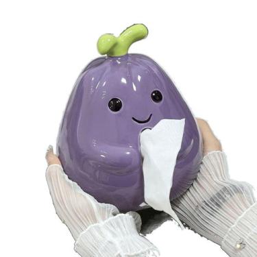 Imagem de Tampa de caixa de lenços em forma de berinjela de desenho animado de c