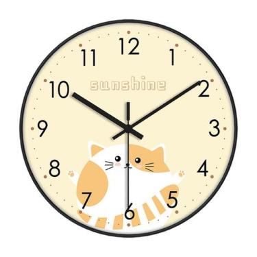 Imagem de Relógio de parede Cute Cat Design Non-Ticking Silent Quartz - yiweisai