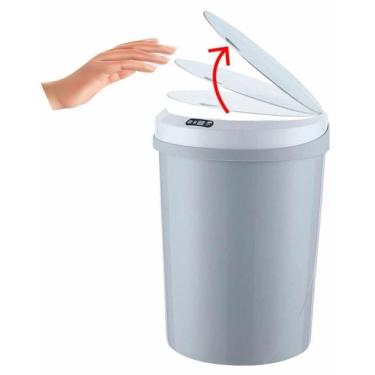 Imagem de Lixeira Automática Redonda 12 Litros Com Sensor Cinza