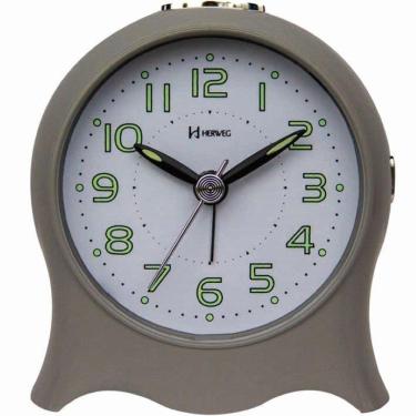 Imagem de Relógio Despertador Quartz Silencioso Pilha Luz Cinza - Cinza