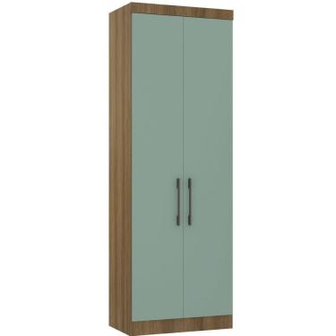 Imagem de Guarda Roupa Modulado 79cm 2 Portas Paris Luciane Móveis Avelã Pf Com Verde Pf