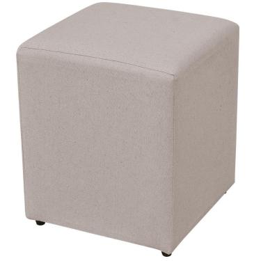 Imagem de Puff Quadrado Decorativo L02 Sala de Estar Linho Bege - Lyam Decor