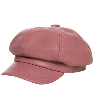 Imagem de Chapéu octogonal feminino de pele de carneiro de inverno de couro genuíno pintor coreano boina pnnrk G 55 56 cm