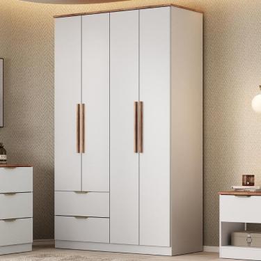 Imagem de Guarda Roupa Solteiro 4 Portas Milan Carraro Branco