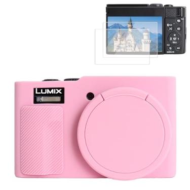 Imagem de Rieibi Capa de silicone para câmera Panasonic Lumix ZS99/TZ99, acessórios para Panasonic Lumix DC-ZS99/TZ99 capa com 2 peças protetoras de tela, capa de lente destacável, rosa