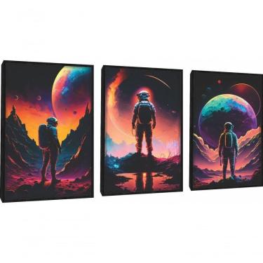 Imagem de Quadro Decorativo Astronauta Com Moldura Preto