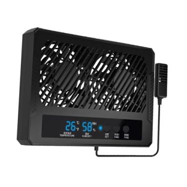Imagem de Ｂｅｓｇａ Ventilador duplo para répteis com visor digital, termômetro, higrômetro e desumidificador para terrário de animais de estimação, ideal para