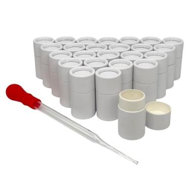 Imagem de GreenWay 0,2 oz / 6 g Kraft Papelão Lip Balm Tubos com conta-gotas – Pacote com 25 tubos de brilho labial recarregáveis recipientes cosméticos DIY – recipientes de protetor labial estilo curto tubo de