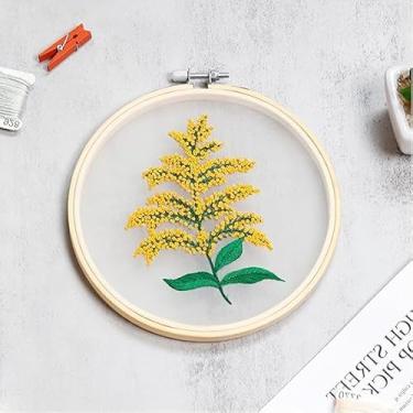 Imagem de Kit de bordado adequado para iniciantes e adultos, inclui padrões de flores estampadas, anéis, fios coloridos, ferramentas, instruções de fácil seguimento (flores)