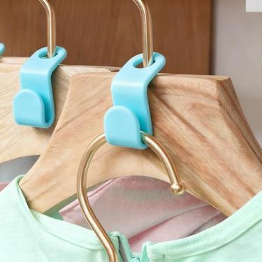 Imagem de Pacote com 20 conectores de cabide resistentes – Ganchos de armário que economizam espaço para organização de guarda-roupa, cabides de plástico durável para calças, saias e cachecóis - azul