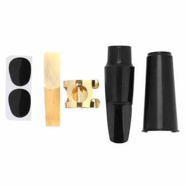 Imagem de Chiffonade Kit de bocal de saxofone alto e tenor com liga de metal, palheta, almofadas, tampa de plástico, acessórios práticos de saxofone (saxofone alto)