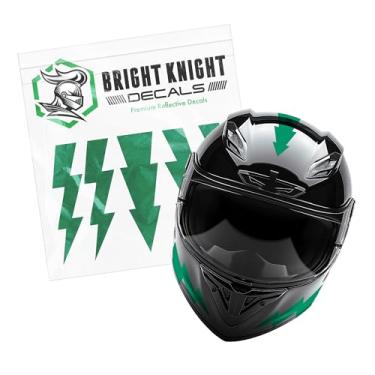 Imagem de Adesivos de Relâmpago Refletivos Bright Knight (Verde, Pacote com 1) - Adesivos Retrorrefletivos de Capacete Premium 3M para Bicicletas, Motocicletas, Laptops e Mais - Decalques Relâmpago para