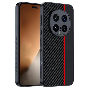 Imagem de POYUFRG Capa fina para Honor Magic 8 Pro/Magic 8, capa de couro emenda de fibra de carbono com capa de proteção de lente com tudo incluído, vermelho, 8