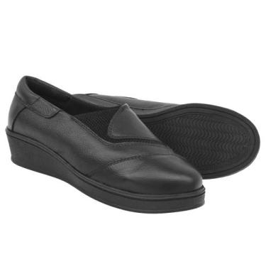 Imagem de Sapato Anabela Feminino Em Couro Conforto Dia a Dia - PIRES SHOES, 36