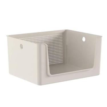 Imagem de Cesto Organizador Flow Com Abertura Frontal Bege 16l - Ou