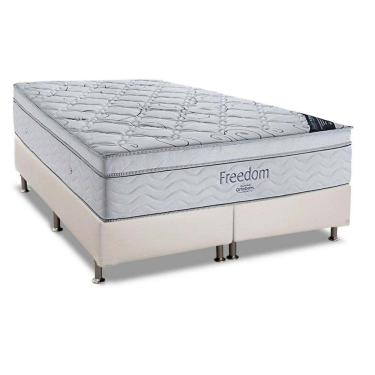 Imagem de Cama Box Queen: Colchão Molas Superpocket Ensacadas Ortobom Freedom + Base Crc Courano White (158x198)
