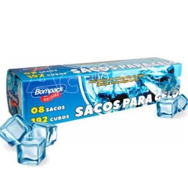 Imagem de Saco para Gelo Bompack Descartável - 10 Caixas (8 sacos de 192 cubos c