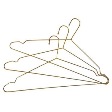 Imagem de Kit 24 Cabides Adulto Premium Dourado Gold Tintureiro P/ Roupa Armário