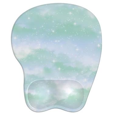 Imagem de Mouse pad com descanso de pulso mouse pad ergonômico com suporte de pulso confortável em forma de M para alívio da dor Base de PU antiderrapante para laptop, escritório e casa (floresta fresca)