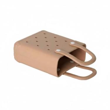 Imagem de Mini bolsa emborrachada ideal para praia, piscina, clubes ou dia a dia (bege)