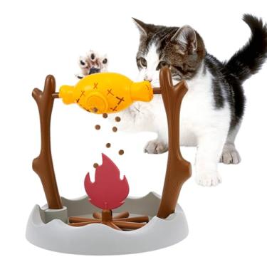 Imagem de Dispensador de petiscos para gatos, alimentador lento interativo para gatos em ambientes internos, brinquedo de distribuição lento com 3 orifícios de distribuição, brinquedo de peixe grelhado para