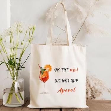 Imagem de Aperol Gifts Bolsa feminina de lona divertida Aperol reutilizável para compras, viagens, férias, trabalho, praia, bolsas