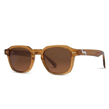 Imagem de KIAURA Óculos de sol Lautner Premium UV400, lentes polarizadas XL e Original, armação de acetato com memória de forma, lentes resistentes a arranhões, Uísque, Whiskey - Regular