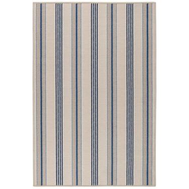 Imagem de Dash & Albert Tapete lavável à máquina Nimes Ticking, 6 x 9 m, padrão de listras neutras