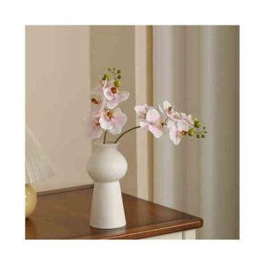 Imagem de Flores artificiais Flores de simulação Phalaenopsis rosa falsas individuais Arranjo flores para sala estar Mesa