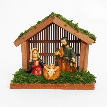 Imagem de Presépio Mini Madeira com Resina 11x8,5x4cm | Personagens Detalhados | Presente Religioso | Decoração Natalina Compacta