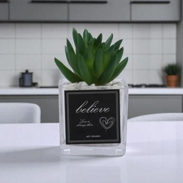 Imagem de Generic 1 peça de plástico artificial para exibição de seixos de vidro verde 5 x 5 x 15 cm