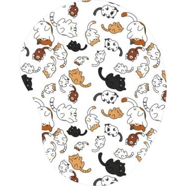 Imagem de Mouse Pad Ergonômico Gota Arte Estampa de Gatinhos Brancos Coloridos