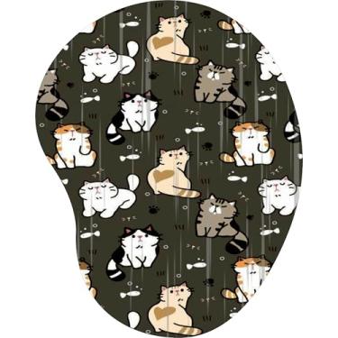 Imagem de Mouse Pad Ergonômico Gota Gatos Caricatura Patas Fundo Escuro