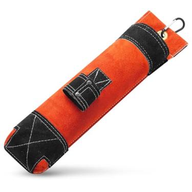 Imagem de Sadnyy 1 suporte de haste de soldagem, bolsa de eletrodo resistente a chamas, bolsa de couro espesso de 30 x 7 cm com clipe kit de ferramentas de cintura vestível para armazenamento de haste de