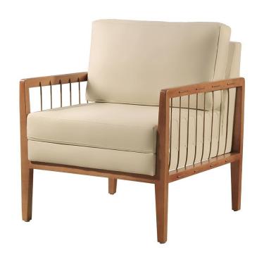 Imagem de Poltrona Gael Luxo Madeira Maciça Castellar Móbile Veludo Bege Claro Veludo Bege Claro