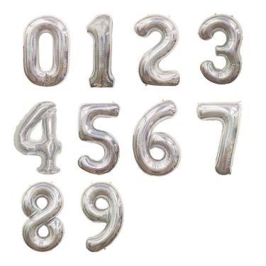Imagem de Balão Metalizado Número Prata Nacarado - 70cm Modelo 8