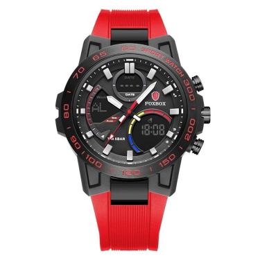 Imagem de Relógio Masculino Digital De Exibição Dupla à Prova D 'água Esportivo Vermelho