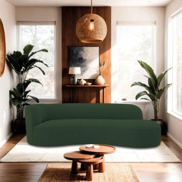 Imagem de Divã Recamier Orgânico Tokyo 180cm Lado Direito Linho - Amarena Móveis Cor Verde