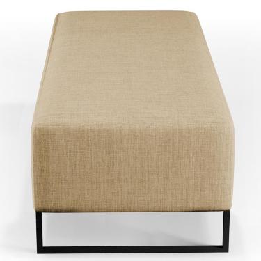 Imagem de Puff Sala De Estar Base Ferro 120x50 Cm Linho Bege Escuro