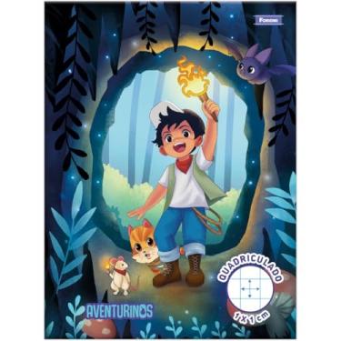 Imagem de Kit de Cadernos Quadriculados, Foroni, 1/4, Aventurinos, 1 cm x 1 cm, 40 Folhas, Pacote com 10