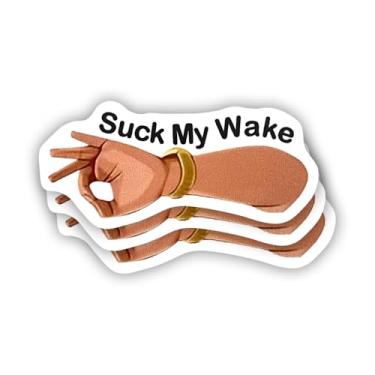 Imagem de (3 peças) Adesivo Suck My Wake com frases motivacionais sarcásticas com citação humorística decalque de vinil para Kindle, laptop, garrafa de água, capacete rígido de telefone, adesivo engraçado com