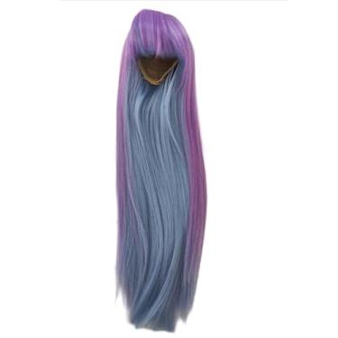 Imagem de Peruca de boneca de fibra de alta temperatura 1/8 bjd roxo claro e azul celeste acessórios de boneca bjd