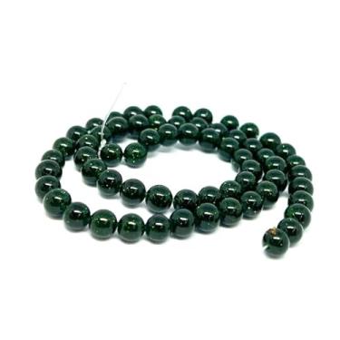 Imagem de Fio de Pedras Naturais 6mm Lapidadas para Pulseiras e Colares Contas para Artesanato e Bijuterias (Estrela Verde (GoldStone))